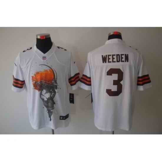 Nike Cleveland Browns 3 Brandon Weeden White limited Helmet Tri-Blend NFL Jersey